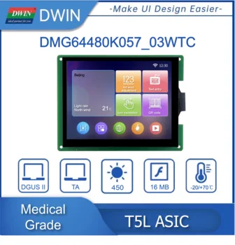 DWIN 5,7 дюйма, разрешение 640 * 480 пикселей, 262 Тыс. цветов, IPS-TFT-LCD С поддержкой RS232 и RS485 DMG64480K057_03W