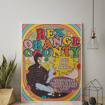 Эстетический плакат Rex Orange County в стиле ретро, холст, картина, хип-хоп, рэп, Звезда музыки, Настенное искусство для декора гостиной