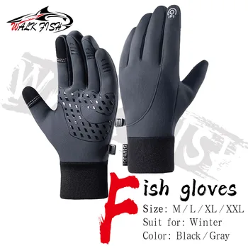 WALK FISH Зимние Перчатки Для Рыбалки, Перчатки Для Фитнеса, Перчатки Для Вождения В Холодную Погоду, Водоотталкивающие Перчатки С Сенсорным Экраном, Ветрозащитные Нескользящие Мужские