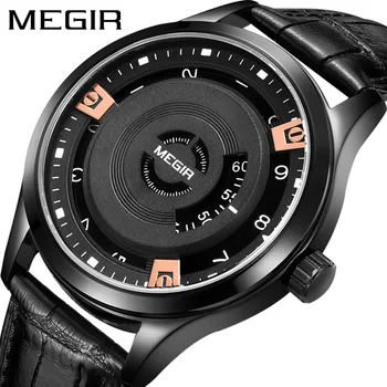 MEGIR, новая мода, креативный дизайн, кварцевые часы с циферблатом для мужчин, спортивные Кожаные Водонепроницаемые мужские часы, лучший бренд класса Люкс, Мужские часы