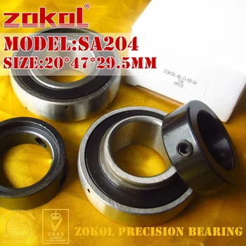 Шарикоподшипник ZOKOL bearing SA204 с подушечным блоком 20*47*29.5 мм