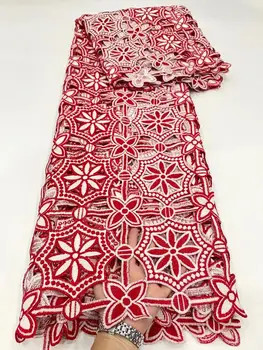 Популярная африканская хлопчатобумажная кружевная ткань В 2021 году, вышивка камнями, Швейцарское вуалевое кружево В Швейцарии Для всех