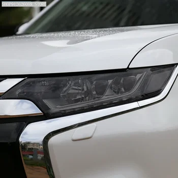 2 Шт Защитная пленка для автомобильных фар с дымчато-черным оттенком, Виниловая прозрачная наклейка TPU для Mitsubishi Outlander 2015-2020
