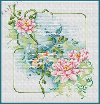 Lotus 36-39 Вышивка крестиком Экологическими хлопковыми нитками Украшение дома Подвесная картина Подарок
