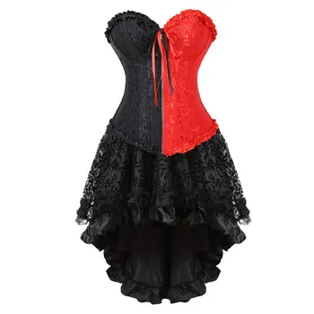 Корсетное платье Sapubonva, готические корсеты-бюстье, женские юбки, Сексуальный кружевной корсет Renissance, Винтажный корсет большого размера, красный