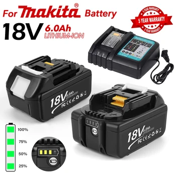 100% Оригинальный аккумулятор 18 В для Makita, Совместимый с BL1830 BL1840 BL1850 BL1860 BL1815 BL1860B 6.0Ач Воздушным транспортом