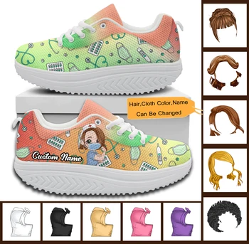 Удобные кроссовки на платформе со шнуровкой от INSTANTARTS, милые сетчатые туфли-качели с рисунком для девочек-медсестер, персонализированная обувь для медсестер Zapatilla