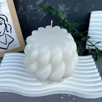 Геометрическая бездымная свеча для ароматерапии в стиле ретро, объемное художественное украшение из толстого шерстяного шарика