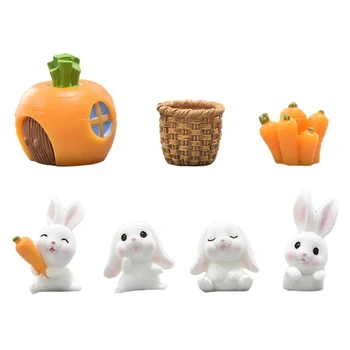 Кролик для микроландшафтного растения, кролик и морковь, миниатюрные сказочные садовые горшки, Бонсай, украшение для торта
