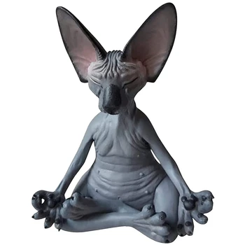 Медитирующий Кот Сфинкс, Статуя Мыслящего Кота, Медитирующий Мыслящий Кот, Коллекционный Декор Для Медитации Бесшерстного Кота Сфинкса