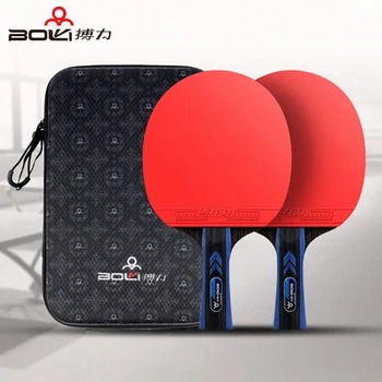 Набор ракеток для настольного тенниса BOLI F02, 2 Лопасти с сумкой для переноски, 5 Слоев Лезвия, Двойная Резиновая ракетка для пинг-понга без липких косточек