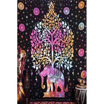 D0799 Мандала, Дерево, Висящий на стене Слон, Шелковая Ткань, Плакат, Художественный декор, Картина в помещении, Подарок