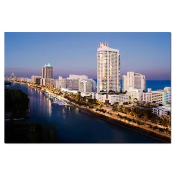 Обои с городским пейзажем Майами, США, Настенные художественные плакаты, холст, ткань, Тканевая печать, картина для домашнего декора, картинка