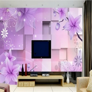 beibehang 3d пользовательские фотообои настенные фрески наклейки на стены 3D Фиолетовый Цветок Мечты ТВ Настенная бумага с цветочным рисунком