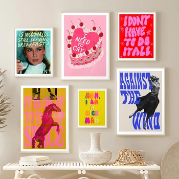 Красочный плакат с розовой цитатой, модная женская картина, современный танцевальный торт, Детская ретро-картина, настенная роспись для детской комнаты, домашний декор