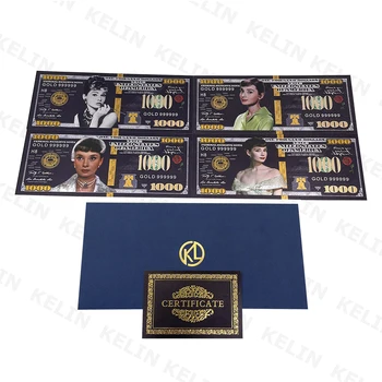 Крутые банкноты из черного золота с Одри Хепберн, позолоченная монета, Кинозвезда, Леди-Ангел, монета для коллекции