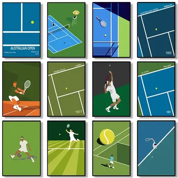 Теннисный спортивный плакат US French Open Холст Картина Скандинавское современное настенное искусство Идеально подходит для домашнего декора гостиной