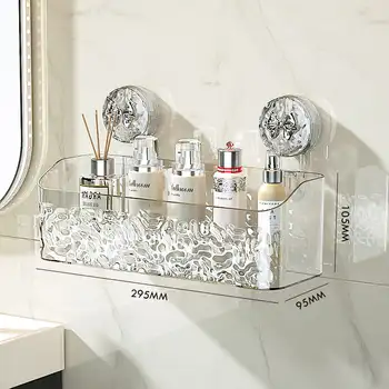 Легкая полка на присоске с рисунком ледника в роскошном стиле с прочной несущей стойкой для хранения, органайзер для макияжа, ванная комната