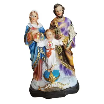 Семейная статуя Иисуса, Статуэтка из смолы, Декоративная традиционная религиозная скульптура для гостиной, настольной книжной полки, домашнего офиса
