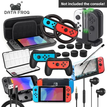 Набор аксессуаров Data Frog Switch, чехол для Nintendo Switch, защитная пленка для экрана, чехол для контроллера, игровая подставка, наушники
