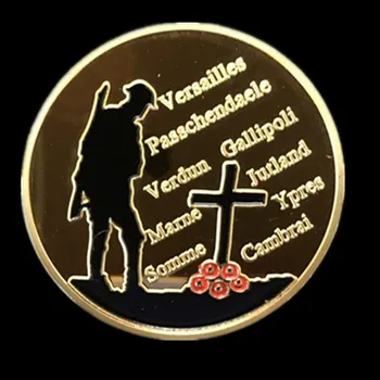 5 шт. Память о великой первой мировой войне 1914-1918 годов, позолоченная сувенирная монета с солдатом и крестом 40 мм