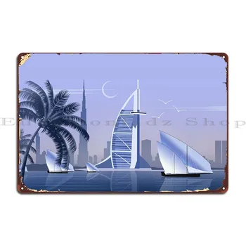 Город Дубай, Арабские Эмираты, Металлическая табличка, плакат с Росписью, Персонализированная гостиная, гостиная, Забавный Жестяной плакат с вывеской