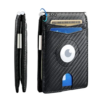 Мужской кошелек с клипсой AirTag, откидной кошелек на 360 °, минималистичный передний карман с RFID-защитой, бумажник в минималистичном стиле