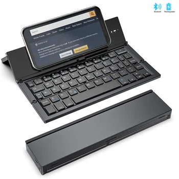Складывающаяся с бантом Bluetooth Клавиатура для мобильного телефона, Перезаряжаемая Беспроводная карманная клавиатура для Samsung телефонов, планшетов
