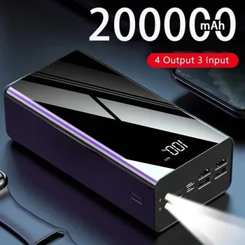 Power Bank 200000 мАч Портативная Быстрая Зарядка PowerBank 100000 мАч 4 USB ПоверБанк Внешнее Зарядное Устройство Для Xiaomi Mi 9 iPhone