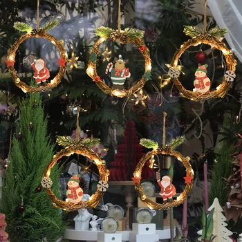 Светодиодная Рождественская гирлянда декоративная световая гирлянда Рождественский снеговик венок для старика оконное дверное кольцо декоративный свет 2023 Рождество