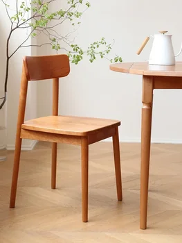 Обеденный стул из массива дерева Скандинавский стул со спинкой современный минималистский стул для домашнего кабинета обеденный стул из японской вишни