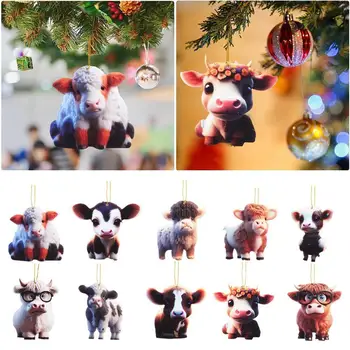 1 шт. Рождественский елочный орнамент, милая мультяшная корова, автомобиль, подвесное окно, настенное украшение, гостиная, украшение для дома, елка