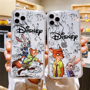 Disney Judy Nick Аниме Диснея Для iPhone 14 13 12 Mini 11 XS Pro Max X XR 8 7 6 Plus 5 SE 2020 Прозрачный Чехол Для Телефона