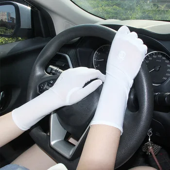 Женские Весенние дышащие стрейчевые водительские перчатки средней длины с вышивкой, солнцезащитные перчатки с защитой от ультрафиолета, Варежки