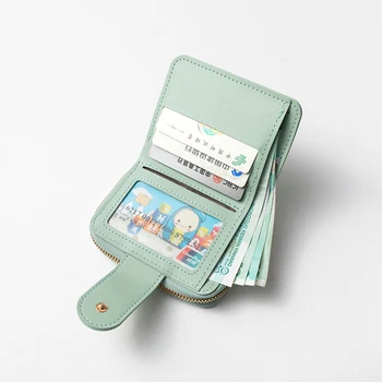 Модный кошелек с коротким держателем для карт на кнопке, Однотонный женский кошелек, Мини-сумка для наличных с несколькими картами, Женские кошельки на молнии, Портмоне для монет