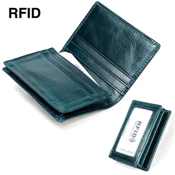 Кошелек с RFID-блокировкой высокой емкости, держатель для карт из натуральной кожи, чехол для хранения, Женский Мужской деловой кошелек для монет ручной работы