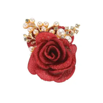 Свадебная бутоньерка с розовым жемчугом на груди, свадебный браслет с цветами на запястье, имитирующий цветы, для свадебного аксессуара