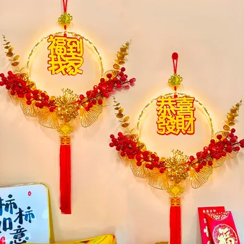 Красный Фарфоровый Подвесной Китайский фонарь на Удачу Новогодний кулон Домашний декор Хорошие Счастливые украшения Фестиваль Благословения китайского узла на дверь