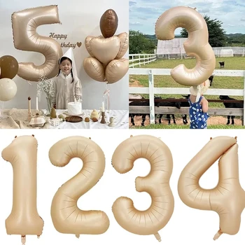40-дюймовые воздушные шары из фольги карамельного цвета, гелиевый шар с номером 0-9 Для Дня рождения, украшения для свадебной вечеринки, Фигурки для душа, Глобусы