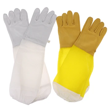 1 пара Пчеловодческих перчаток, Защитные рукава, Дышащие Длинные перчатки из овчины от пчелиных укусов Для пчеловода, Инструменты для пчеловодства