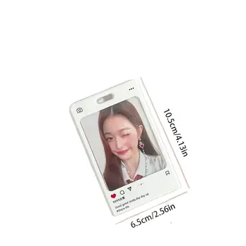 Акриловый Держатель Фотокарточки Kpop Cute Heart ID Card Cover Idol Photos Card Cover Брелок Для Ключей Прозрачная Девушка