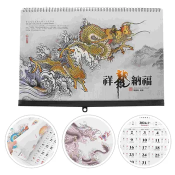Декоративный Подвесной календарь Год Дракона Настенный календарь Подвесной Ежемесячный календарь Новогодний календарь в китайском стиле