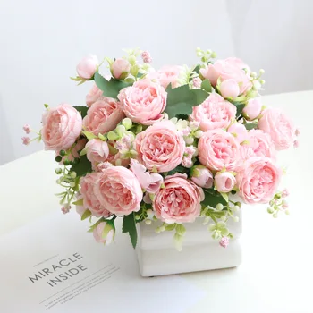 Имитация искусственного цветка Букет из 5 Персидских Роз Свадебный Невеста держит Шелковые Искусственные цветы Растение для самодельной вечеринки Декор домашней комнаты