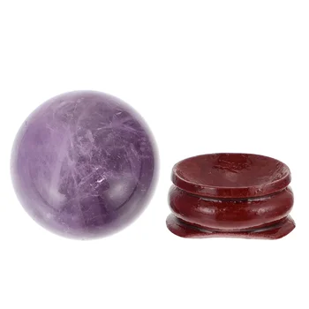 Сфера из натурального фиолетового камня с деревянной подставкой, Сфера для гадания на драгоценных камнях, украшения для дома, Говорящие игрушки для дома Фэншуй