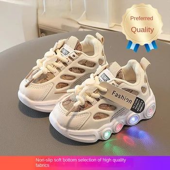 Детская обувь для мальчиков и девочек, детские кроссовки с подсветкой, обувь из дышащей сетки, обувь для малышей