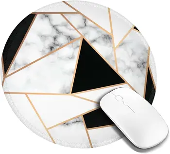 Круглый коврик для мыши 7,9 дюйма, черно-белая мраморная текстура, нескользящий игровой коврик для мыши для компьютеров, ноутбуков, игр, офиса, дома