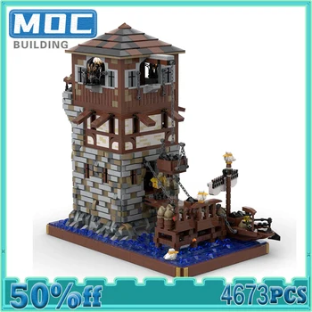 Строительный блок MOC Средневековый маяк Модель уличной архитектуры Технические кирпичи Сборка замка своими руками Игрушка в подарок ребенку