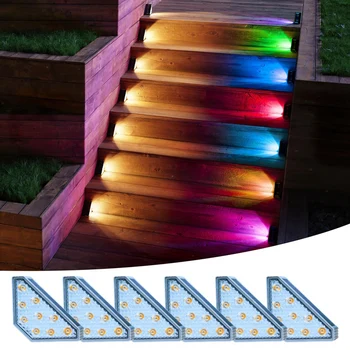 Солнечные Ступенчатые светильники Серый Водонепроницаемый RGB Солнечные Лестничные фонари для крыльца, заднего двора, сада