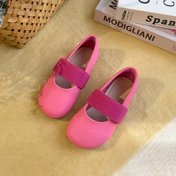 Детская кожаная обувь, мелкая однотонная обувь Mary Jane для девочек, модная детская кожаная обувь принцессы для танцев