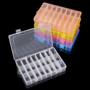 24 Отделения Прозрачная пластиковая коробка с двойной пряжкой Съемный Многокамерный ящик для хранения ювелирных аксессуаров